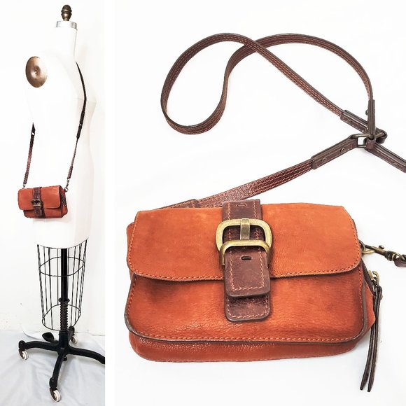 Cynthia Vincent Handbags - Cynthia Vincent Womens Brown Leather Mini Crossbody Bag Purse